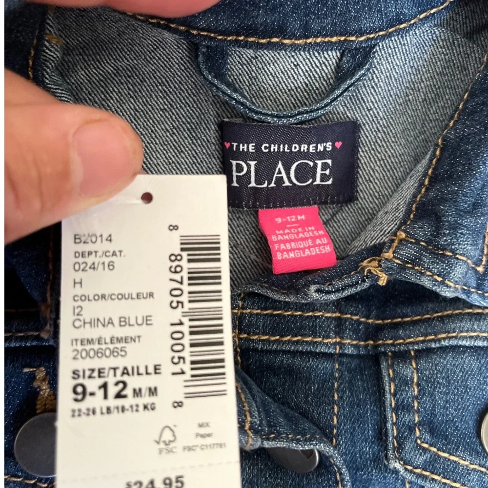 The Children's Place Denim Jacket Infant‎ Kids China Blue 9-12 Months NWT